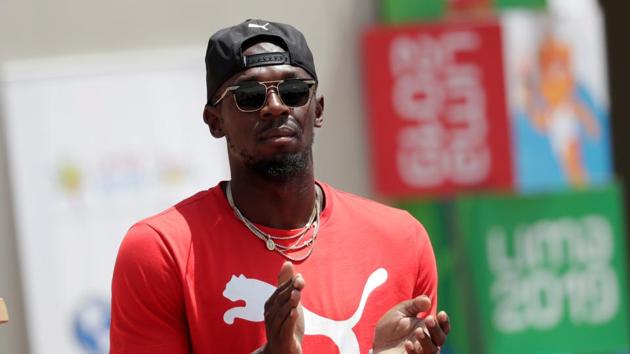 Usain Bolt visits the remodeled Atletico de la VIDENA Stadium for the 2019 Pan American Games in Lima, Peru.(REUTERS)