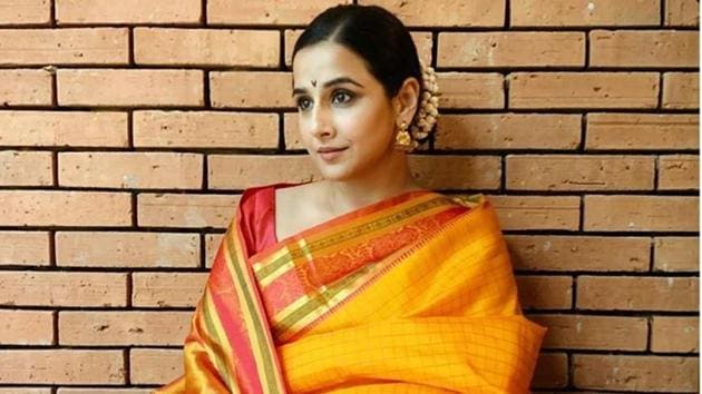 Vidya Balan has picked certain spots in her house that make the perfect backdrop for her immaculate fashion sense.(Instagram @balanvidya)