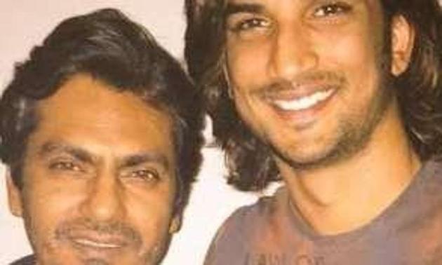 Nawazudin Siddiqui and Sushant Singh Rajput pose together.