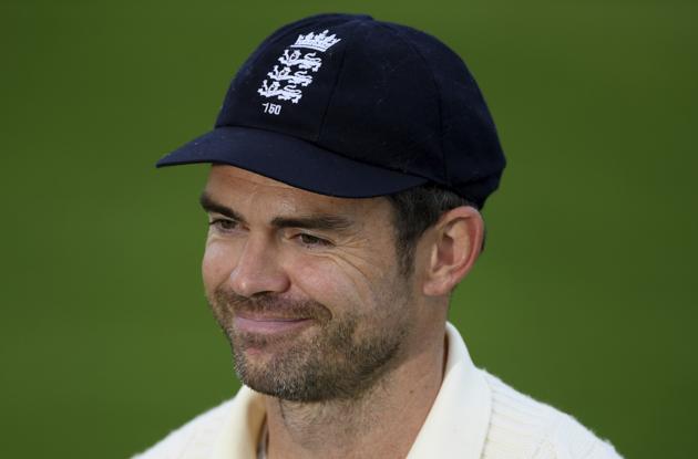 England's James Anderson smiles during the presentation ceremony at the end of the fifth day of the third cricket Test match between England and Pakistan, at the Ageas Bowl in Southampton, England, Tuesday, Aug. 25, 2020. (Mike Hewitt/Pool via AP) (AP)
