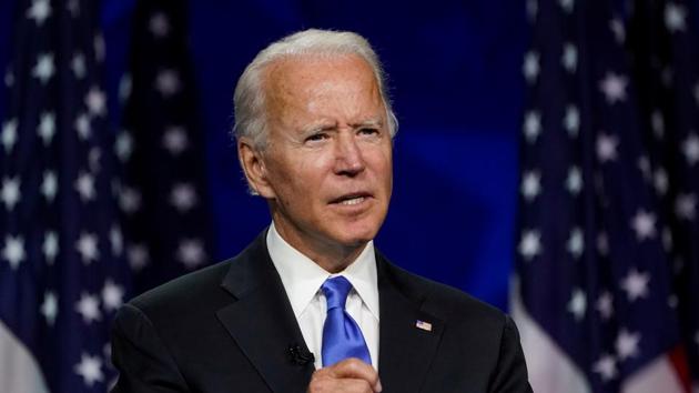 Former US Vice President Joe Biden during the largely virtual 2020 Democratic National Convention from the Chase Center in Wilmington, Delaware, US on August 20, 2020.(Reuters File Photo)