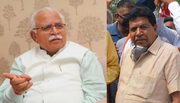 Haryana chief minister Manohar Lal Khattar and Speaker Gian Chand Gupta are undergoing treatment for Covid-19 at a private hospital in Gurugram.(HT file photo)