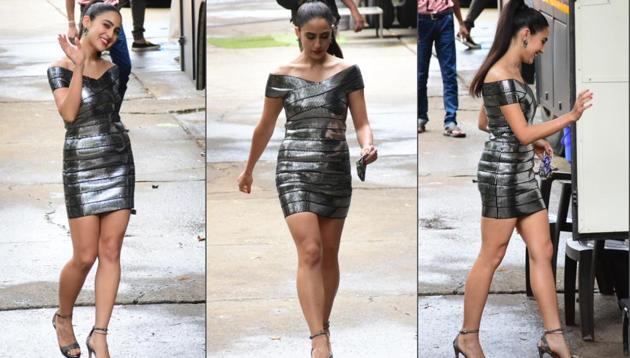 Sara Ali Khan stuns in metallic bandage dress and high ponytail