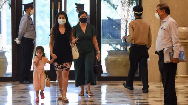 Guests arrive at Ashok Hotel after it reopened in New Delhi on August 24. In the 7-day period ending on August 26, the average positive rate for daily tests was 7.8%. The last time this number was this high was in the week ending July 18. Test positive rate can rise if there are fewer tests, but also if the outbreak is growing, HT reported. (Shahbaz Khan / PTI) Guests arrive at Ashok Hotel after it reopened in New Delhi on August 24. In the 7-day period ending on August 26, the average positive rate for daily tests was 7.8%. The last time this number was this high was in the week ending July 18. Test positive rate can rise if there are fewer tests, but also if the outbreak is growing, HT reported. (Shahbaz Khan / PTI)
