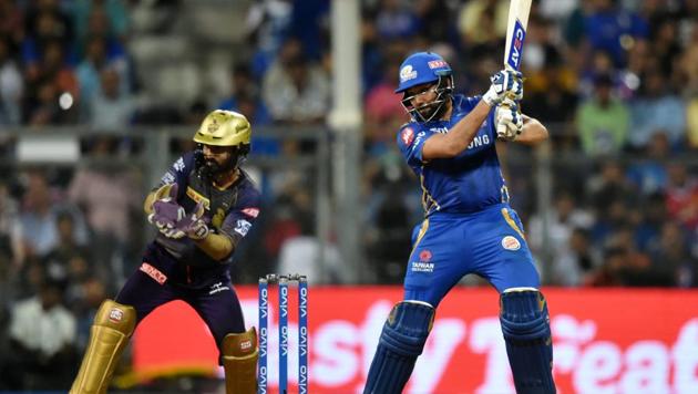 Mumbai: MI player Rohit Sharma plays a shot during the Indian Premier League 2019 (IPL T20) cricket match between Kolkata Knight Riders (KKR) and Mumbai Indians(PTI)