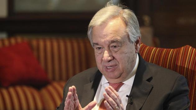 Guterres praised India for raising the proportion of renewable energy in its total consumption to 24 per cent from 17 per cent despite the Covid-19 pandemic. (AP file photo) Guterres praised India for raising the proportion of renewable energy in its total consumption to 24 per cent from 17 per cent despite the Covid-19 pandemic. (AP file photo)