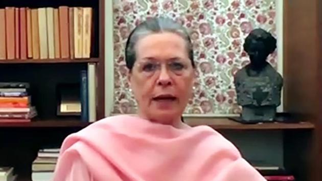 In a recorded message, Sonia Gandhi further said “some forces” are trying to derail the country.(ANI)