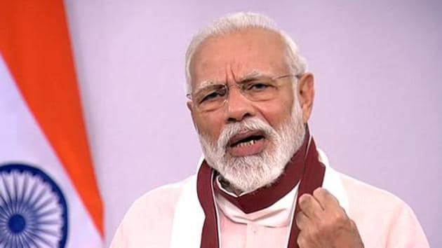 Prime Minister Narendra Modi addresses the nation in New Delhi.(ANI)