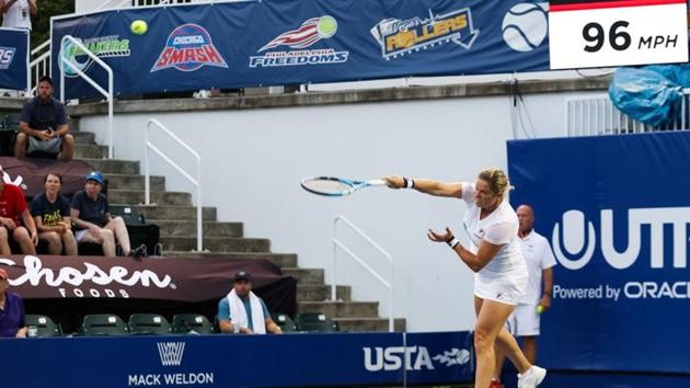 Tennis - 2020 World TeamTennis - The Greenbrier, White Sulphur Springs, West Virginia, United States - July 25, 2020. Picture taken July 25, 2020 New York Empire's Kim Clijsters in action during her match against the Chicago Smash Ryan Nixon/Handout via REUTERS(REUTERS)