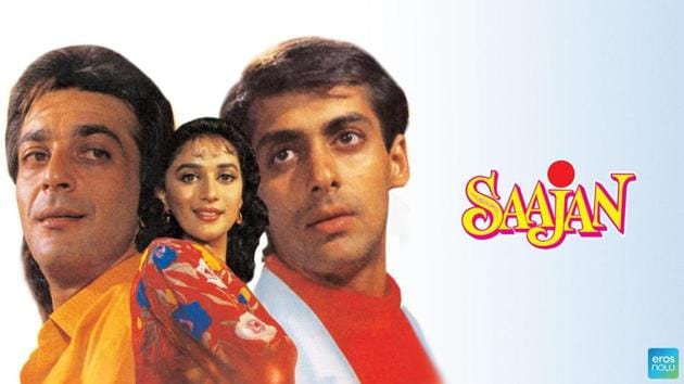 Madhuri Dixit, Salman Khan and Sanjay Dutt worked together in the love triangle, Saajan.