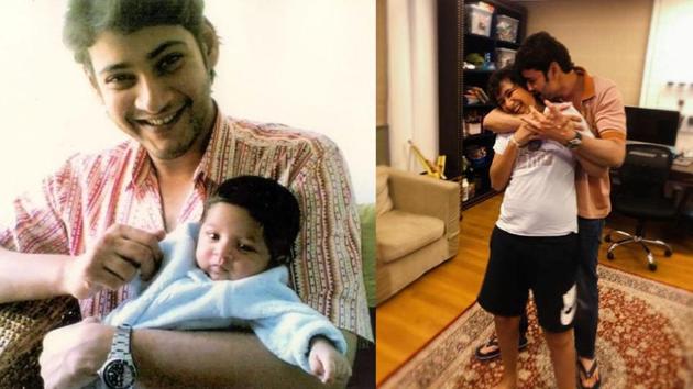 Mahesh Babu shared two then and now pictures with his son on his 14th birthday.