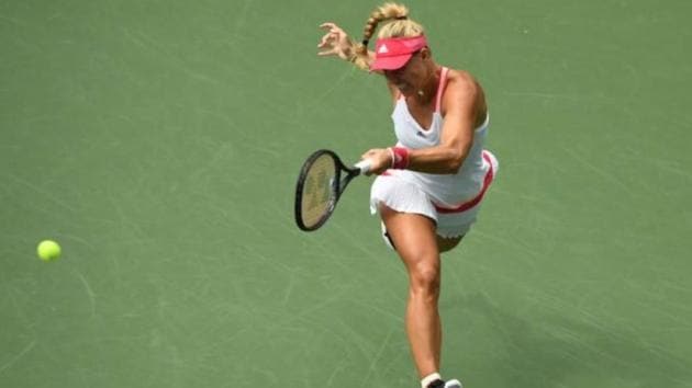 Angelique Kerber of Germany returns a shot to Alja Tomljanovic of Australia on day one of the 2020 US Open.(Reuters)