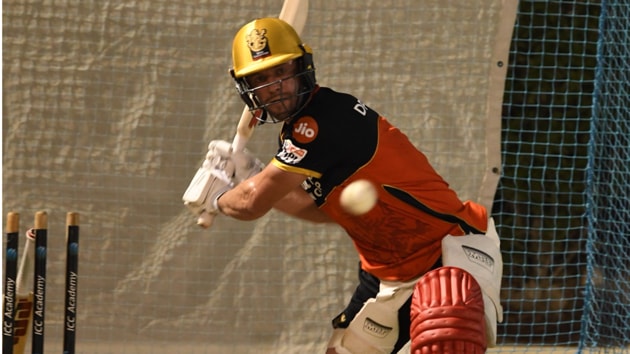 AB de Villiers during a nets session.(/RCB/Twitter)