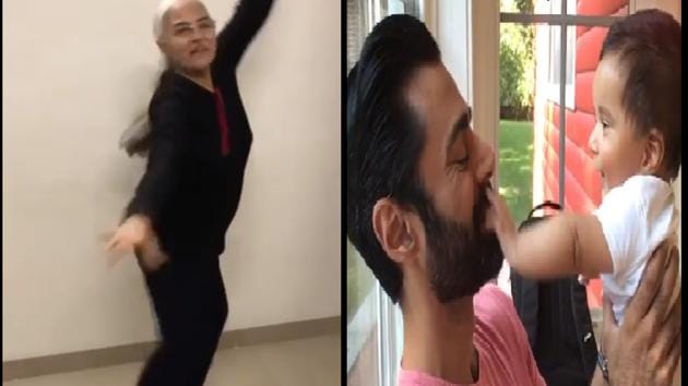 The picture shows Comedian Hasan Minhaj with his son and the energetic Ravi Bala Sharma dancing to Diljit Dosanjh’s G.O.A.T.(Screengrab)