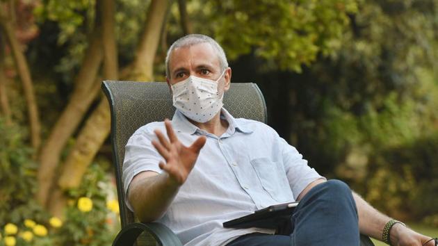 Jammu and Kashmir National Conference leader Omar Abdullah during an interview with Hindustan Times in Srinagar on Friday.(Waseem Andrabi /HT Photo)