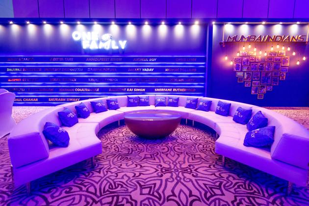 Mumbai Indians team room in ST.REGIS, Abu Dhabi, United Arab Emirates. (Photo: Sandeep Shetty/Focus Sports/Mumbai Indians.)