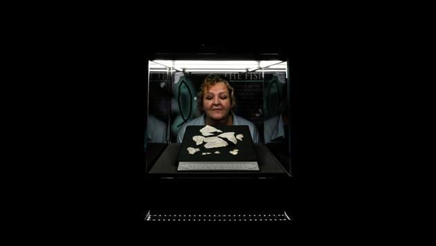 Pieces of a 1,400-year-old Christian chalice found at the Vindolanda Roman fort believed to be the oldest artefact of its kind ever found in Britain, are seen on display for the first time at the Vindolanda Museum in Northumberland, Britain August 31, 2020. (REUTERS/Lee Smith)