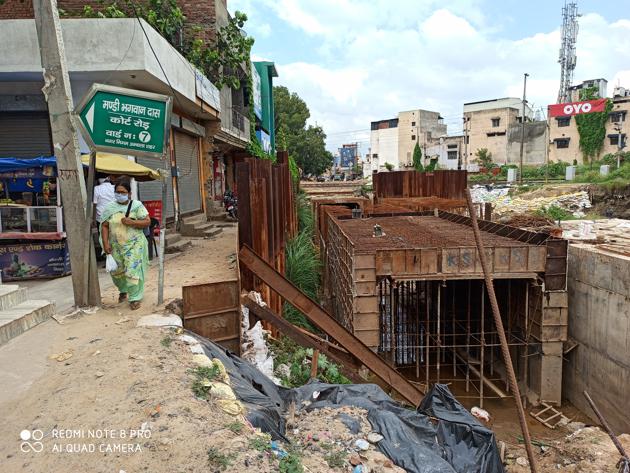 The underpass under construction at Ambala.(HT PHOTO)