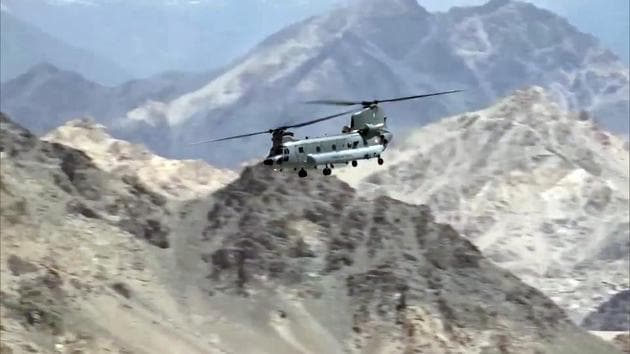 Indian Air Force aircraft carrying out sorties in Leh.(ANI) Indian Air Force aircraft carrying out sorties in Leh.(ANI)
