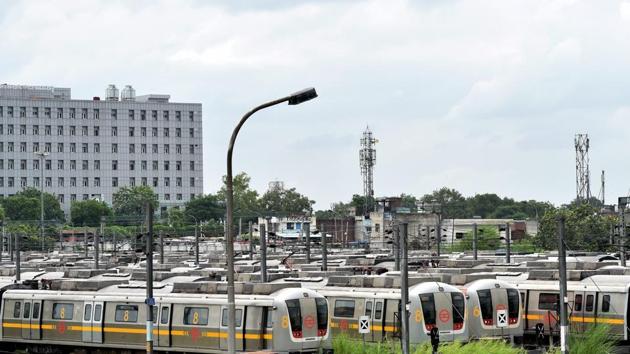 Metro trains parked at Timarpur yard, in New Delhi.(PTI/Representative Image) Metro trains parked at Timarpur yard, in New Delhi.(PTI/Representative Image)
