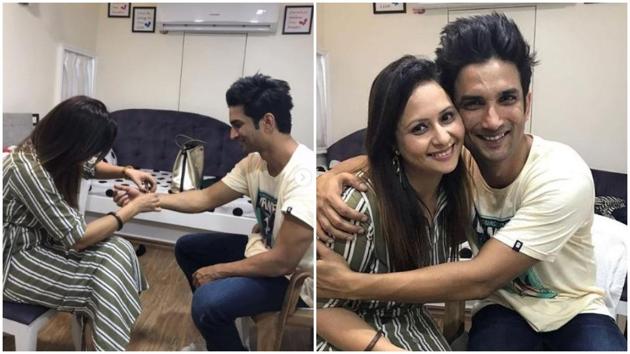 Sushant Singh Rajput with Mamta Handa on Dil Bechara sets. Sushant Singh Rajput with Mamta Handa on Dil Bechara sets.