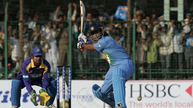 MS Dhoni during his innings of 183 against Sri Lanka in Jaipur, 2005.(Getty Images) MS Dhoni during his innings of 183 against Sri Lanka in Jaipur, 2005.(Getty Images)