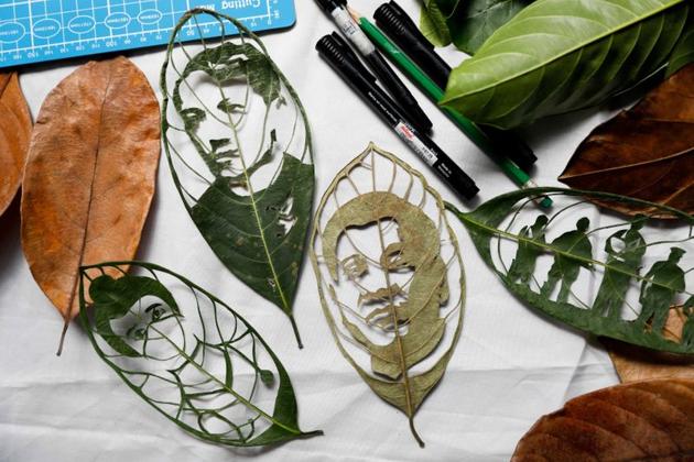 Some of Filipino artist Mary Mae Dacanay's leaf artworks are photographed in her home, in Binan, Laguna, Philippines, September 1, 2020. REUTERS/Eloisa Lopez (REUTERS) Some of Filipino artist Mary Mae Dacanay's leaf artworks are photographed in her home, in Binan, Laguna, Philippines, September 1, 2020. REUTERS/Eloisa Lopez (REUTERS)