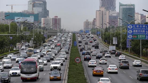 Cars are pictured during the morning rush hour in Beijing, China.(REUTERS) Cars are pictured during the morning rush hour in Beijing, China.(REUTERS)