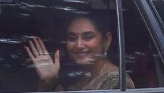 Kannada actress Ragini Dwivedi detained by Central Crime Branch after they raided her house in connection with a drug case, in Bengaluru.(PTI PHOTO.) Kannada actress Ragini Dwivedi detained by Central Crime Branch after they raided her house in connection with a drug case, in Bengaluru.(PTI PHOTO.)