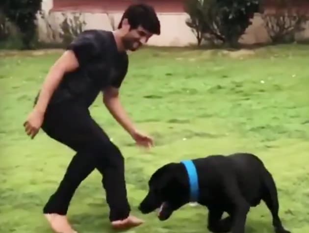 Sushant Singh Rajput with one of his dogs.