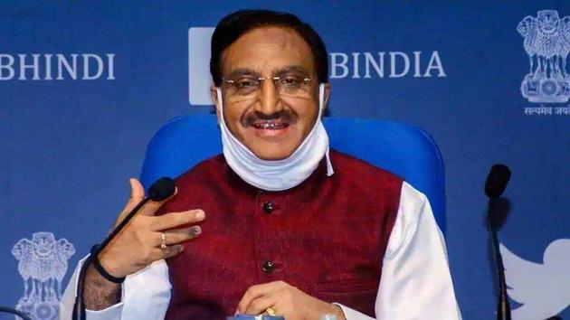 Representing India, Union Minister of Education Ramesh Pokhriyal Nishank said that these themes are also priority areas that the government of India has been pursuing.(PTI file) Representing India, Union Minister of Education Ramesh Pokhriyal Nishank said that these themes are also priority areas that the government of India has been pursuing.(PTI file)