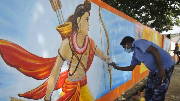 Preparations to construct the grand Ram Temple is underway and heavy machines are being brought to Ayodhya to spearhead the construction process.(Deepak Gupta/Hindustan Times)