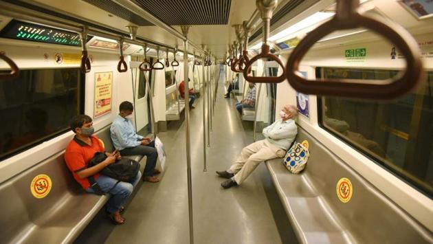Delhi Metro runs on the Yellow Line on September 7. (Amal KS/HT)