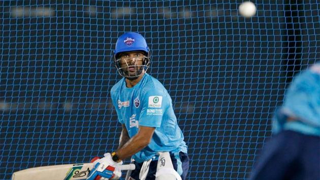 Shikhar Dhawan hits the nets.(Image Courtesy: Delhi Capitals/Twitter) Shikhar Dhawan hits the nets.(Image Courtesy: Delhi Capitals/Twitter)