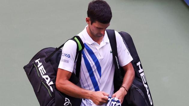 Novak Djokovic walks off after being disqualified(Getty Images)