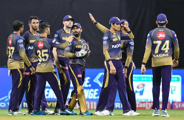 Kolkata Knight Riders players celebrate after taking a wicket. (Getty Images)
