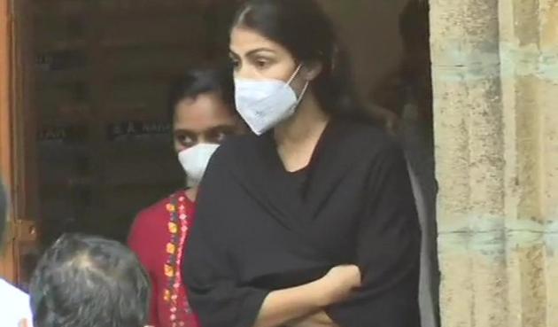 Rhea Chakraborty being taken for medical examination after being arrested by Narcotics Control Bureau.(ANI)