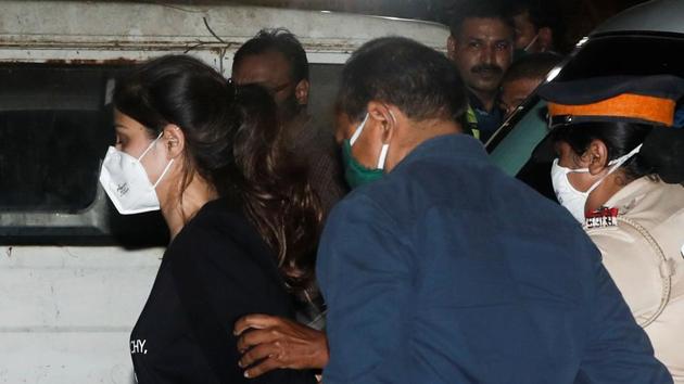 Bollywood actress Rhea Chakraborty arrives at the Narcotics Control Bureau (NCB) after she was arrested in Mumbai, India, September 8, 2020.(REUTERS)