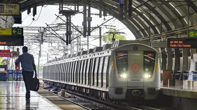 A metro train arrives at a station following resumption of operations by the Delhi Metro in graded manner, in New Delhi. (PTI) A metro train arrives at a station following resumption of operations by the Delhi Metro in graded manner, in New Delhi. (PTI)
