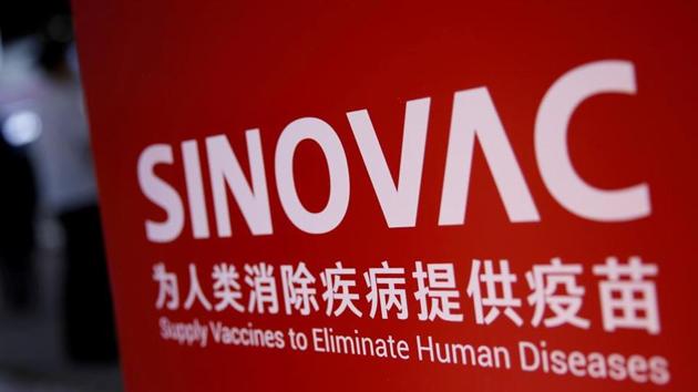 A sign for Sinovac Biotech Ltd is seen at the 2020 China International Fair for Trade in Services (CIFTIS) in China.(Reuters)