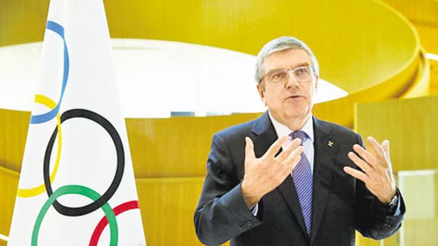 Thomas Bach, President of the International Olympic Committee (IOC) attends an interview after the decision to postpone the Tokyo 2020 because of the coronavirus disease (COVID-19) outbreak, in Lausanne, Switzerland.(REUTERS)