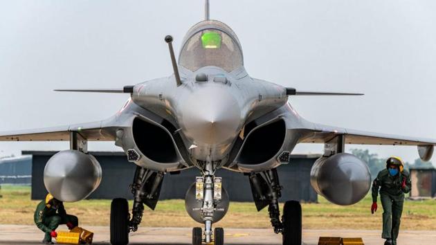 This photograph provided by the Indian Air Force shows a Rafale fighter jet after it landed at Air Force Station in Ambala, India, Wednesday, July 29, 2020. A first batch of five French-made Rafale fighter jets arrived at an Indian air force base on Wednesday, Indian officials said. (AP) This photograph provided by the Indian Air Force shows a Rafale fighter jet after it landed at Air Force Station in Ambala, India, Wednesday, July 29, 2020. A first batch of five French-made Rafale fighter jets arrived at an Indian air force base on Wednesday, Indian officials said. (AP)