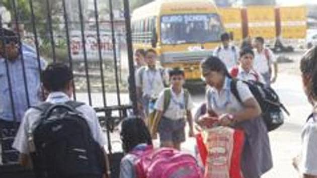 Children seen going school, in Gurugram, India. (Yogendra Kumar/HT file photo) Children seen going school, in Gurugram, India. (Yogendra Kumar/HT file photo)