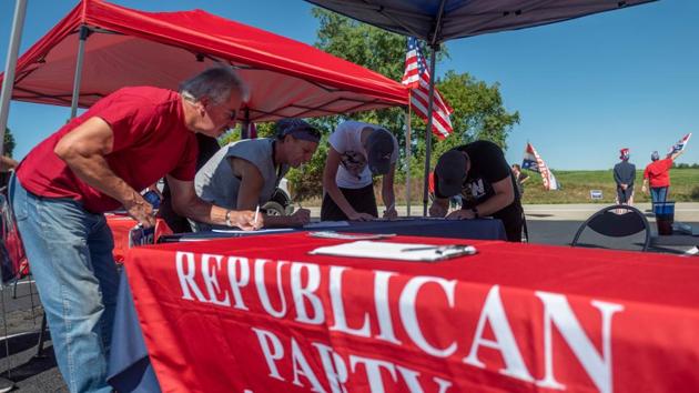 People register to vote during a Republican voter registration in Brownsville, Pennsylvania (AFP) People register to vote during a Republican voter registration in Brownsville, Pennsylvania (AFP)