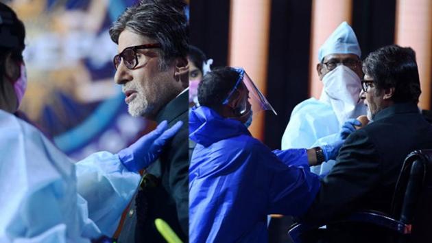 Amitabh Bachchan on sets of Kaun Banega Crorepati.