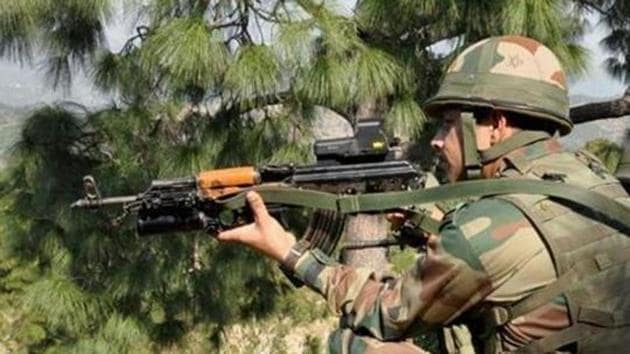 Indian soldiers during an exchange of fire with Pakistani troops near the Line of Control in Nowshera sector of Rajouri near Jammu.(PTI FILE PHOTO)