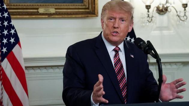 US President Donald Trump delivers remarks on judicial appointments during a brief appearance at the White House in Washington, DC, on September 9(REUTERS)