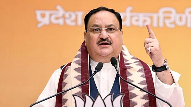 BJP national president J P Nadda addressed party workers via video conferencing on Thursday. (ANI) BJP national president J P Nadda addressed party workers via video conferencing on Thursday. (ANI)