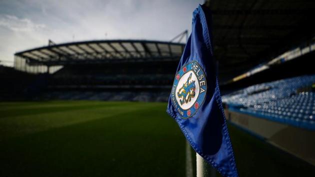 General view of a Chelsea corner flag inside the stadium before the match.(REUTERS)