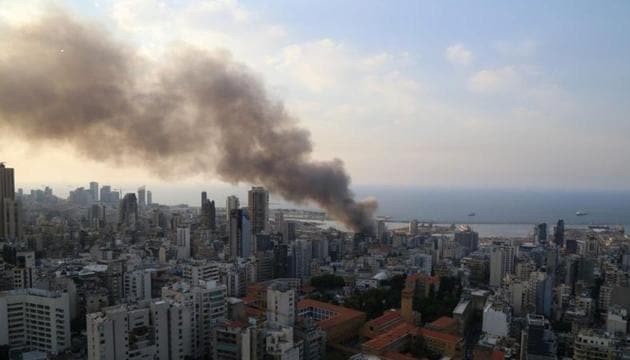 Smoke rises after a fire broke out at Beirut's port area (REUTERS/Issam Abdallah).